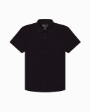 Bylt Ribbed+ Short Sleeve Button Down - Black