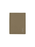 Saint Laurent Tiny Cassandre Credit Card Wallet in Grained Leather