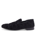 Moschino M.Shoe Logo Print Textile & Leather Loafers