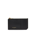 Saint Laurent Fragments Zip Card Case In Coated Bark Leather