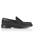Moschino Logo Print Leather & Textile Loafers
