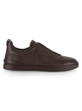 Zegna Triple Stitch Leather Slip-On Sneakers