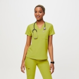 Figs Catarina One-Pocket Scrub Top - Limeade