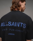 All Saints Underground Oversized Crew Neck T-Shirt - Camaleon / Black