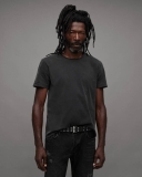 All Saints Bodega Crew Neck Raw Edge T-Shirt - Washed Black
