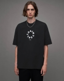 All Saints Tierra Oversized Crew Neck Logo T-Shirt - Jet Black