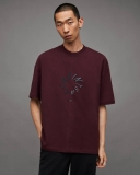 All Saints Halo Oversized Logo Crew Neck T-Shirt - Mars Red