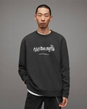 All Saints Chiao Graphic Print Relaxed Crew Sweatshirt - Jet Black