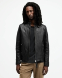 All Saitns Cora Leather Snap Collar Jacket - Jet Black