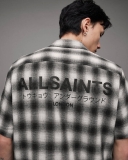 All Saints Underground Relaxed Check Logo Shirt - Off White