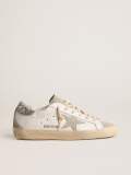 Golden Goose Super-Star with Gray Star and Silver Glitter Heel Tab -