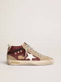 Women's Mid Star in Burgundy Glitter with Gray Inserts and White Star