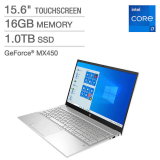 HP Pavilion 15.6" Touchscreen Laptop - 11th Gen Intel Core i7-1165G7 - GeForce MX450 - 1080p - Windows 10 Professional