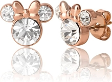 Disney Womens Minnie Mouse Birthstone Stud Earrings - April-Rose