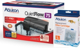 Aqueon Bundle of QuietFlow Power Aquarium Filter and 3 Replacement Aquarium Filter Cartridges - 400 GPH