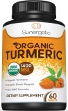 Sunergetic USDA Certified Organic Turmeric Supplement - 60 Adet