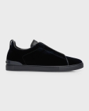 Zegna Men's Triple Stitch Slip-On Velvet Low Top Sneakers