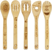 Chaomic Bee Wooden Cooking Spoons Set - 5 pcs