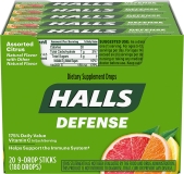 Halls Defense Assorted Citrus Vitamin C Drops - 180 Adet