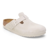 Birkenstock Boston Soft Footbed Suede Leather - Antique White