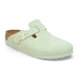 Birkenstock Boston Soft Footbed Suede Leather - Faded Lime