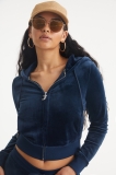 Juicy Couture Wifey Big Bling Velour Hoodie - Regal Blue