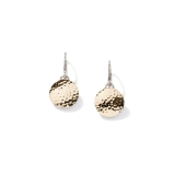 John Hardy Dot Hammered Gold & Silver Round Drop Earrings on French wire