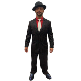 Abracadabra NYC Exclusive 1920s Red & Black Pinstripe Zoot Suit Men's Costume