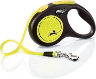 Flexi New Neon Retractable 16' Dog Leash Tape, Small, Black/Neon
