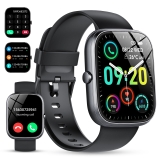 Smart Watch Android iPhone IP68 Waterproof Fitness Tracker 100+ Sports Modes 1.91-inch Bluetooth Call Answer Make Calls Gift Black