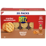 RITZ Peanut Butter Sandwich Crackers 20 Snack Packs 6 Crackers Per Pack