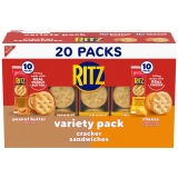 RITZ Peanut Butter & Cheese Sandwich Crackers Variety Pack 20 Snack Packs
