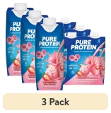 Pure Protein Strawberry Milkshake Complete Protein Shake Gluten Free 11 fl oz 4 Ct