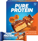 Pure Protein Bars High Protein Nutritious Snacks Energy Low Sugar Gluten Free Chocolate Peanut Caramel 1.76oz