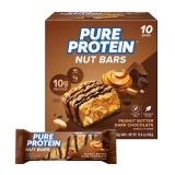 Pure Protein Nut Bars CM31 Peanut Butter Dark Chocolate 10g Protein Gluten Free Low Sugar 1.65 oz 10 Pack