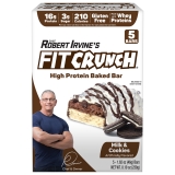 Fit Crunch Milk and Cookies High Protein Baked Bar 16g Protein 5ct