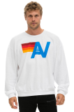 Aviator Nation LOGO RELAXED CREW SWEATSHIRT - WHITE
