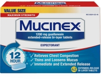 Mucinex Maximum Strength 12 Hour Chest Congestion Expectorant Tablets 84 Count Pack of 2
