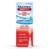 Mucinex Sinus-Max Severe Nasal Congestion Relief Clear and Cool Nasal Spray Cooling Menthol 0.75 Fl Oz Pack of 6