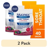Mucinex Instasoothe Sore Throat Lozenges 2 Pack Elderberry Cherry Flavor FSA HSA 40 Medicated Throat Drops