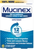 Mucinex 12 Hour Chest Congestion Expectorant Tablets 40 Count Pack of 2