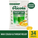 Ricola Max Throat Care Honey Lemon Cough Drops Cough Suppressant 34 Count