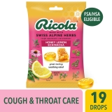Ricola Honey Lemon Echinacea Cough Drops 19 Count Throat Relief Cough Suppressant