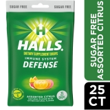 HALLS Defense Assorted Citrus Sugar Free Vitamin C Drops 25 Pcs