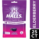 HALLS Cough Throat Relief Immune Support Elderberry Drops 25 Count