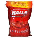 HALLS Cherry Cough Drops 200 Count Oral Anesthetic Suppressant