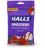 HALLS Breezers Drops Cool Creamy Strawberry 25 Tablets Pack of 3