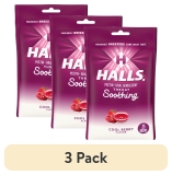 HALLS Throat Soothing Cool Berry Throat Drops 3 Pack 25 Drops