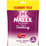 HALLS Throat Soothing Cool Berry Drops Economy Pack 70 Drops