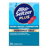 Alka-Seltzer Plus Powermax Cough Mucus Congestion Medicine Liquid Gels 24 Count for Fast Relief